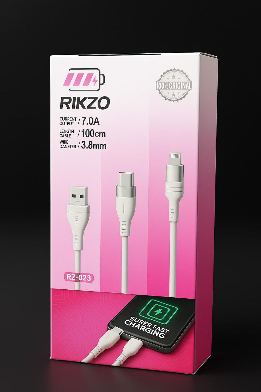 کابل شارژ سریع کنفی Type-C به Type-C ریکزو مدل RZ-023